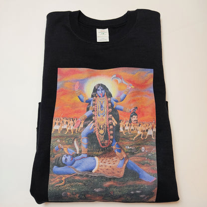 Goddess Kali Shiva Black Sweatshirt - Original Painting - Hindu Gods - Size Large