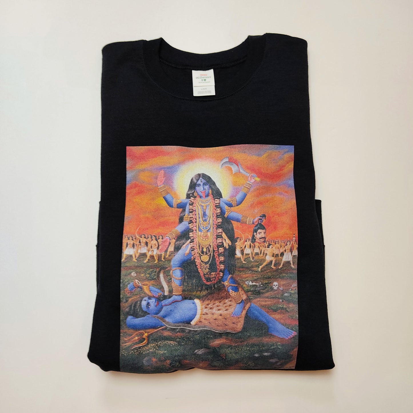 Goddess Kali Shiva Black Sweatshirt - Original Painting - Hindu Gods - Size Large