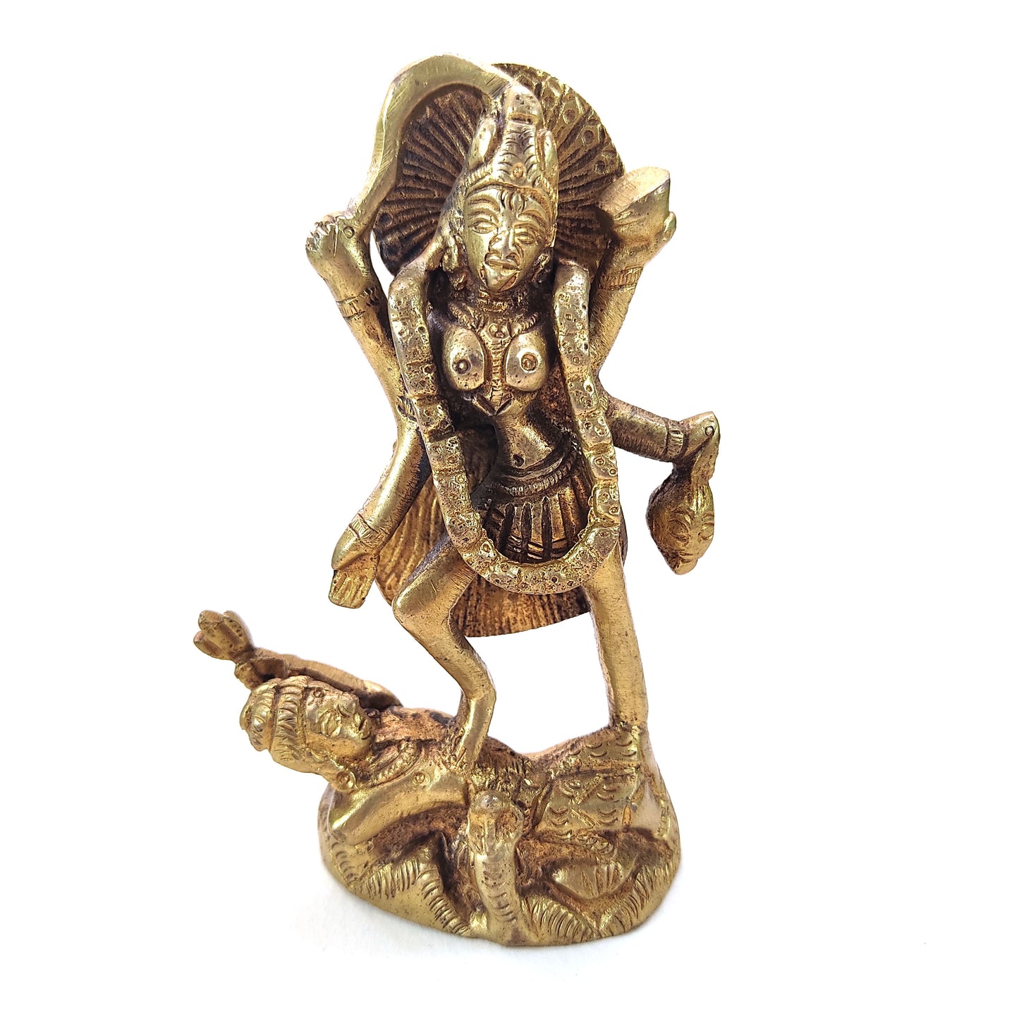 brass kali goddess statue idol 4"