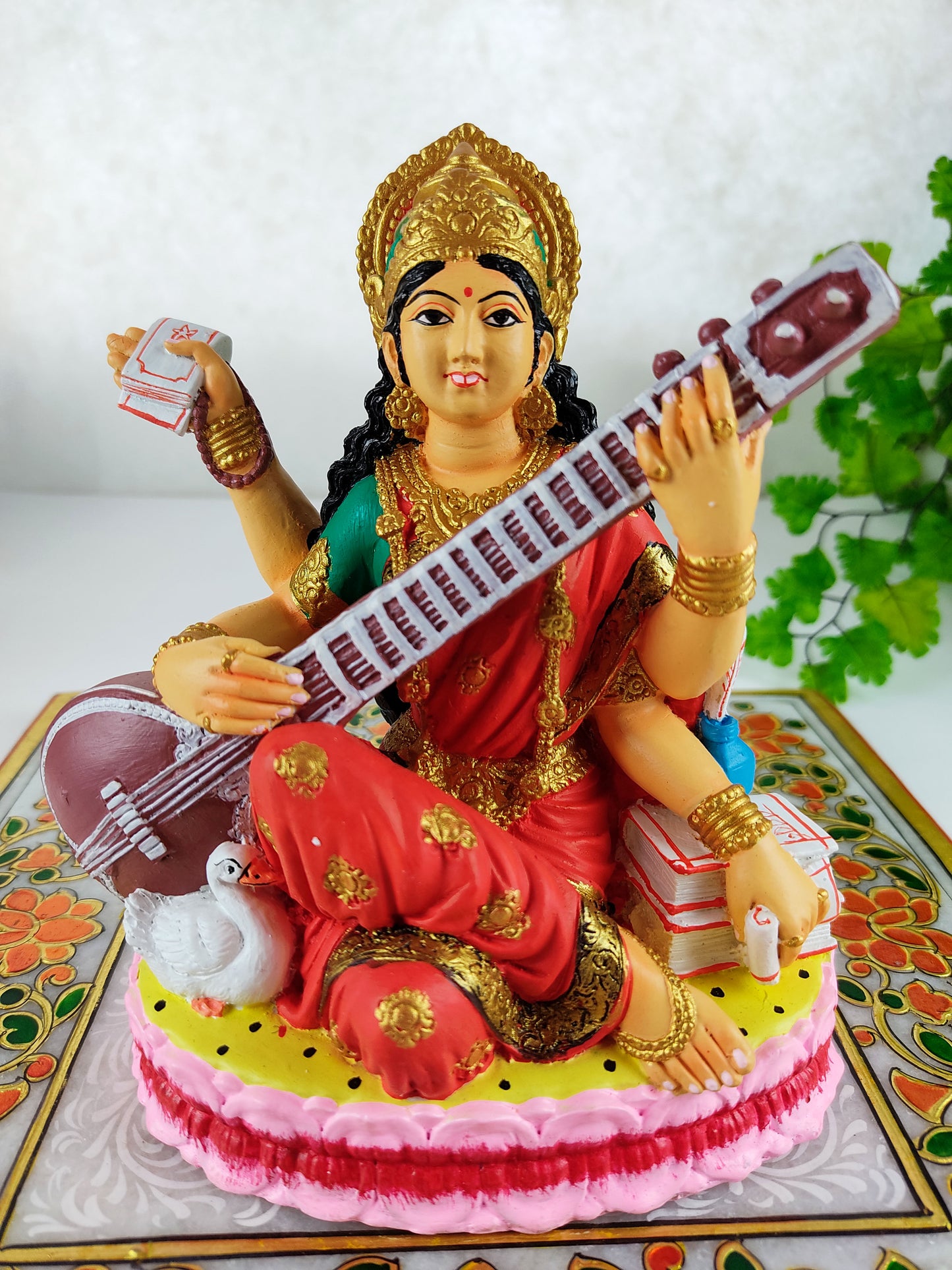 6" Saraswati Statue India Goddess of Art Handmade Sacred Temple Mandir Murthi