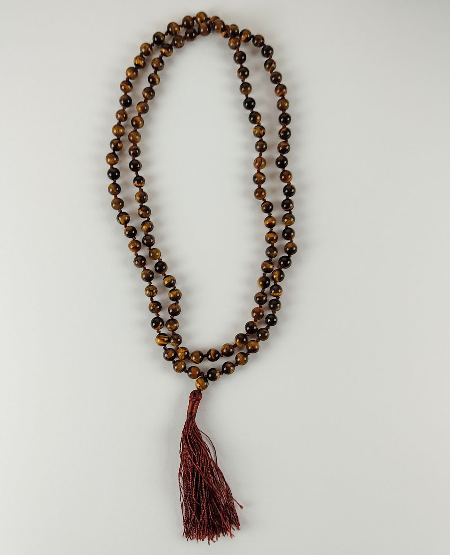 Tiger Eye Japa Mala 108 Knotted Prayer Beads | Gemstone Meditation Necklace