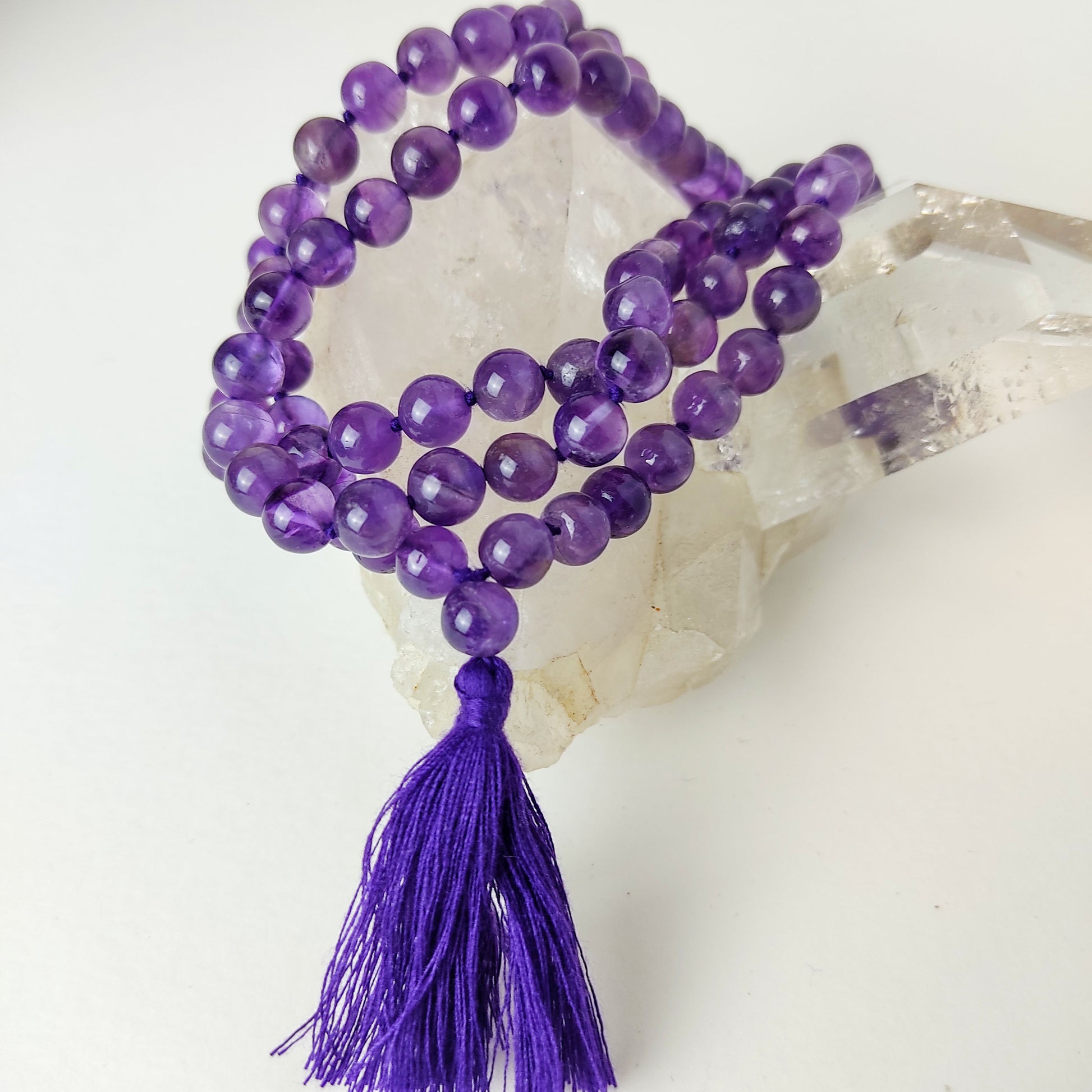 Amethyst  108 Japa Mala Beads Necklace