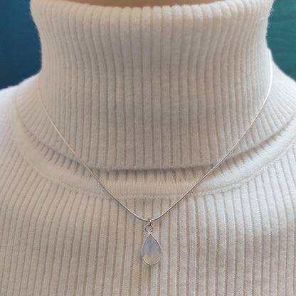 minimalist opal necklace