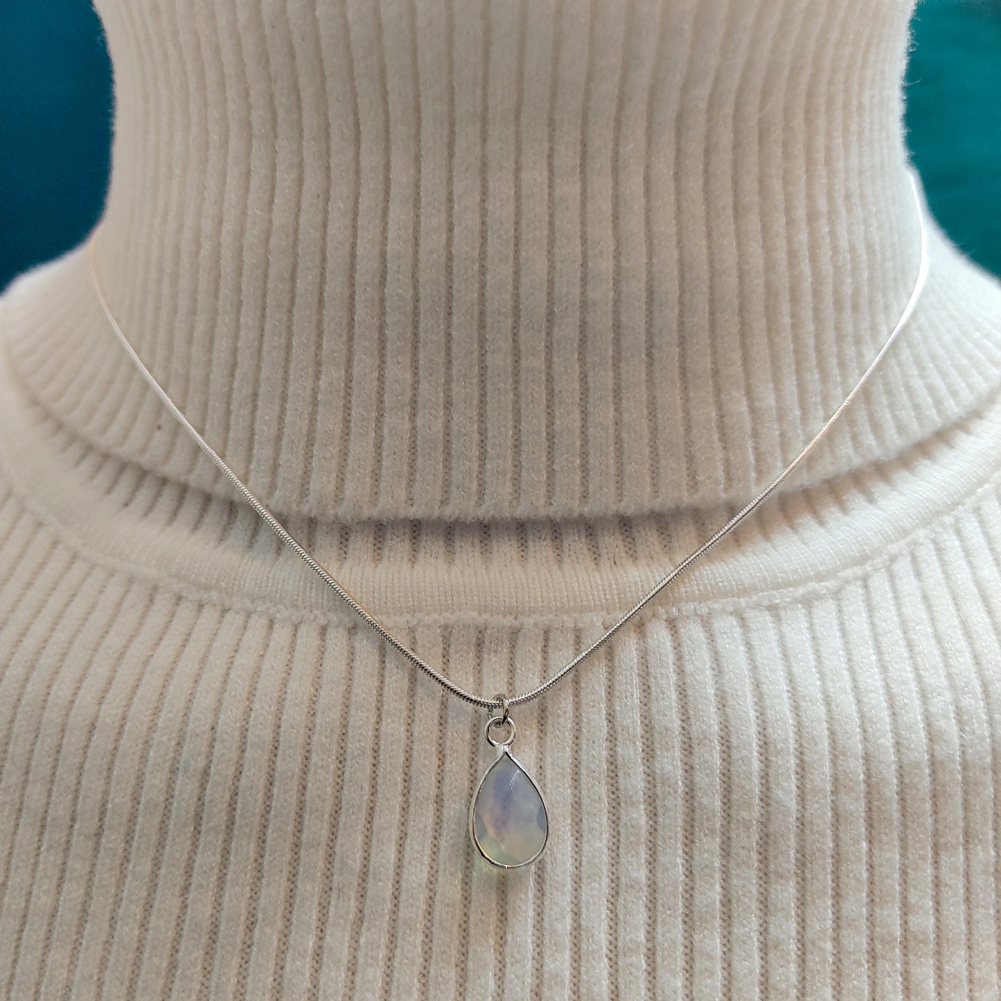 Minimalist Necklace Gift - Opal Crystal Gemstone Water Drop - Jewelry Love Gift
