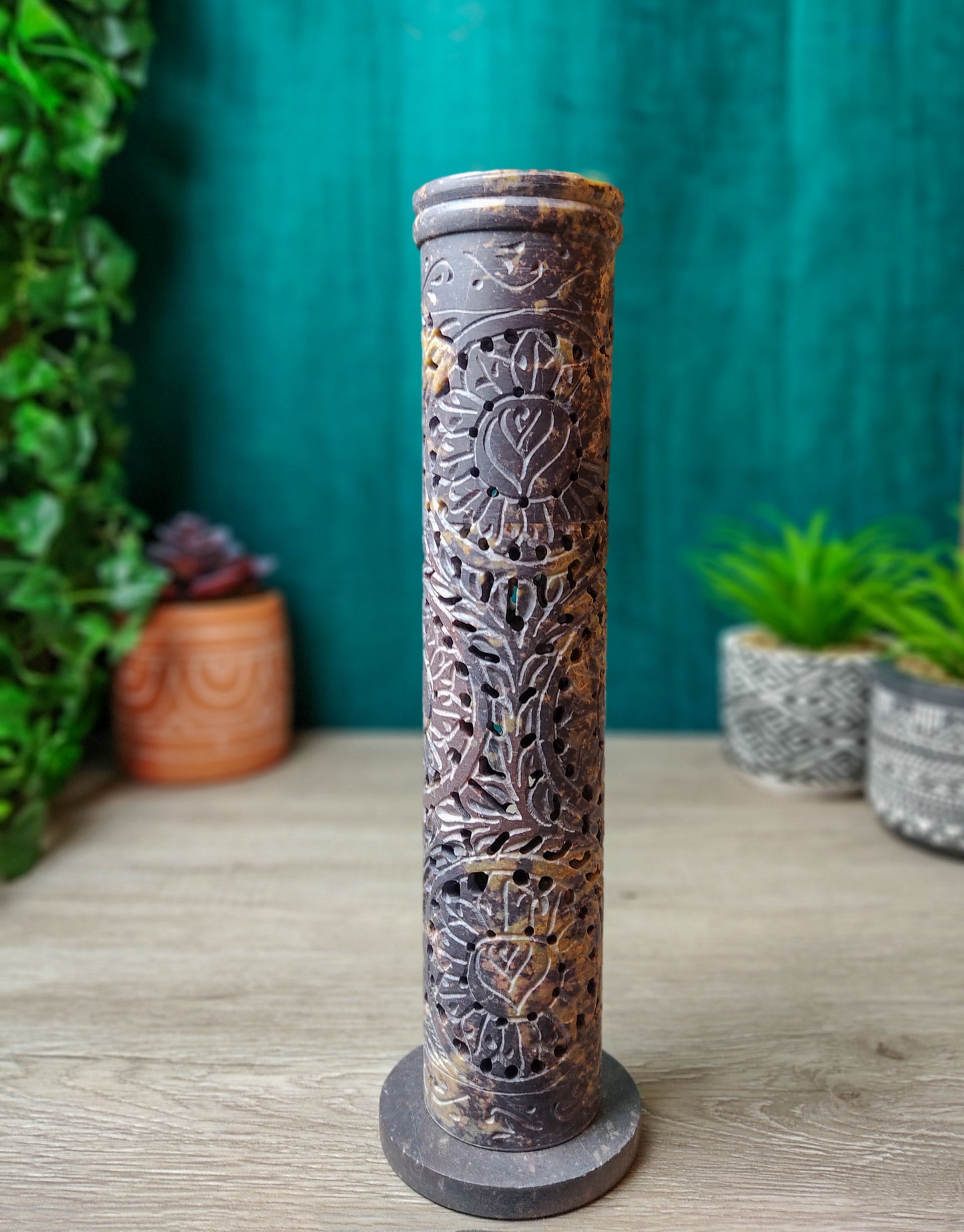 Incense Burner | Natural Soapstone Handmade Tower Burner | Home Decor 10.5"