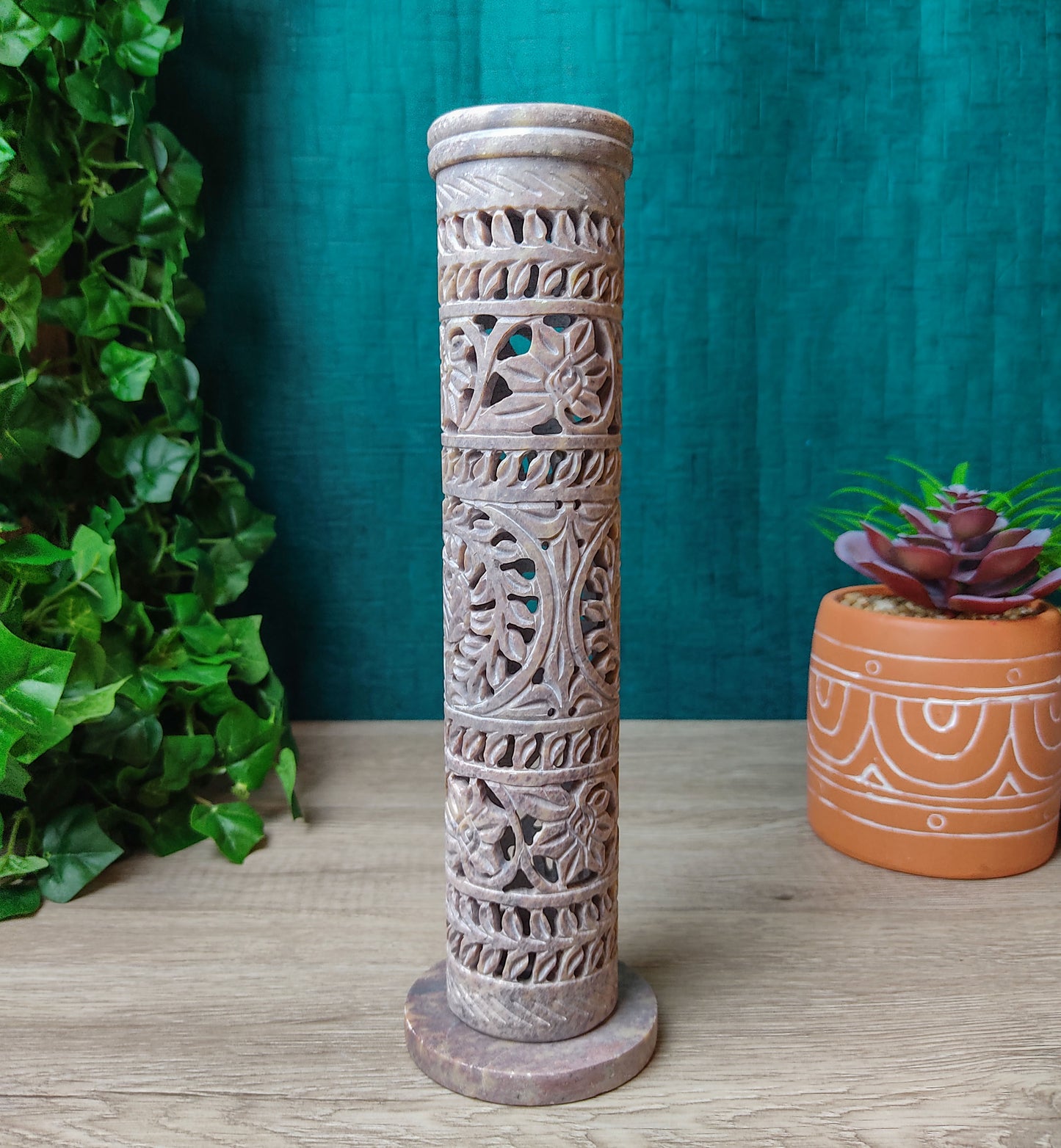 Incense Burner | Natural Stone Handmade Tower Burner | Home Decor 10.5"