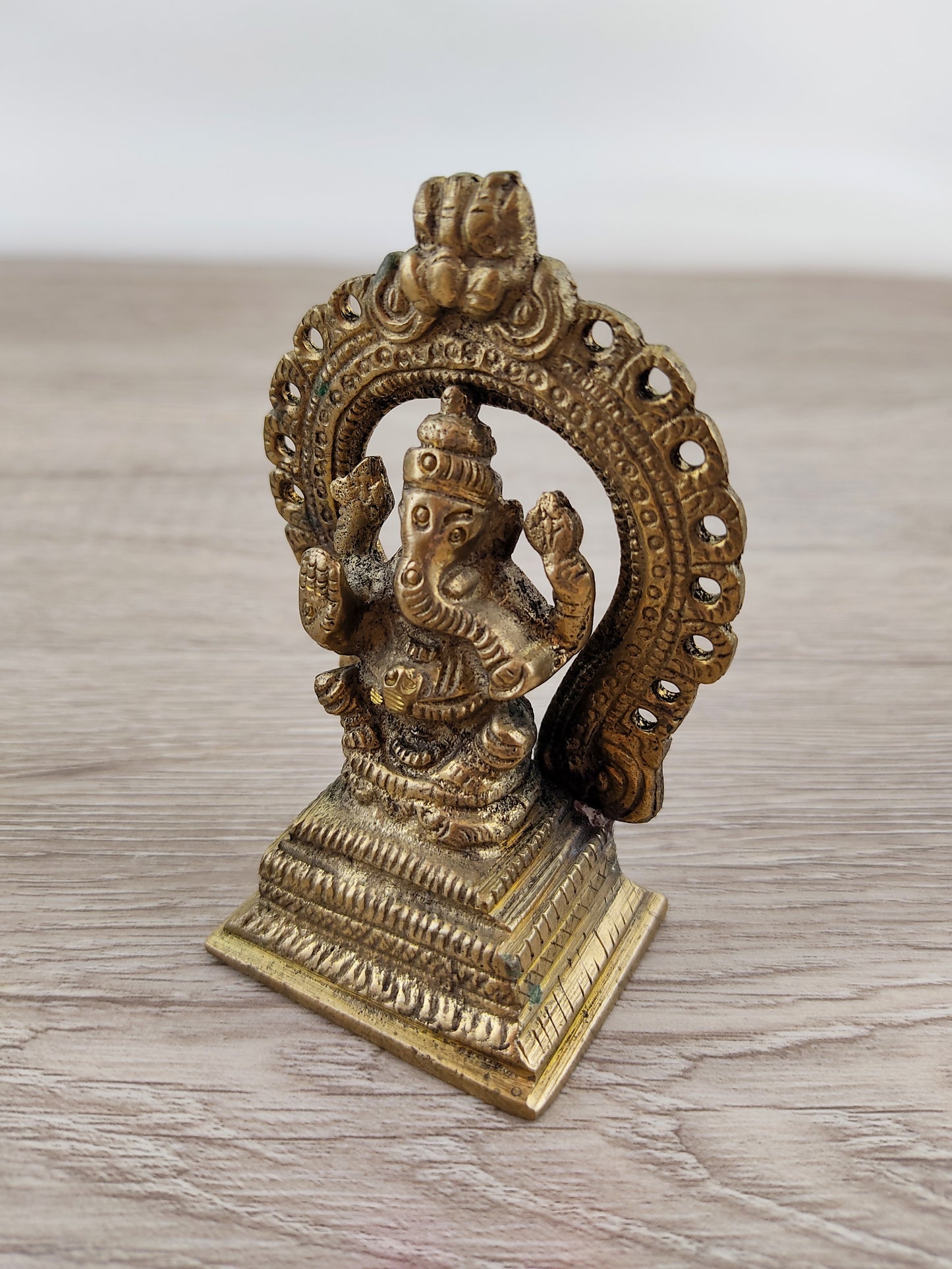 Lord Ganesha Statue | Brass Sitting Ganesha Sculpture | Handmade 3.75"