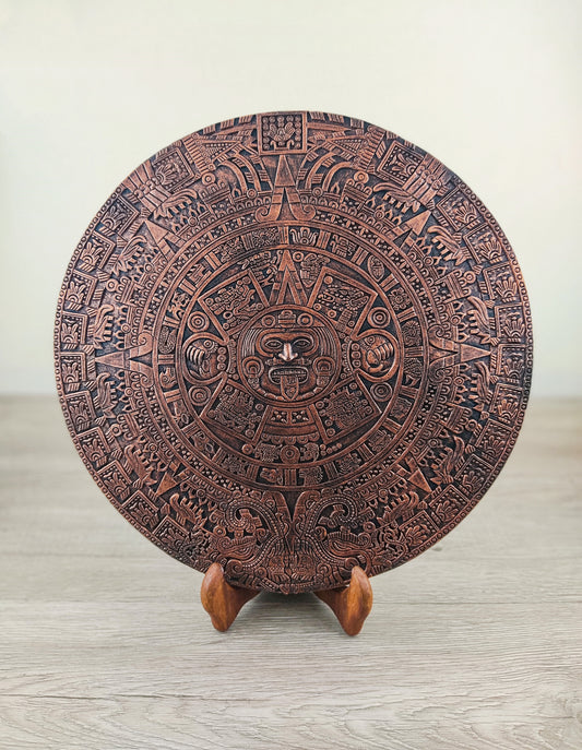 aztec calendar plaque hanging 12"