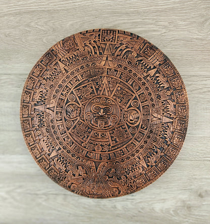 Aztec Calendar Wall Plaque Hanging | Mayan Gods Wall Decor | Handmade 12"