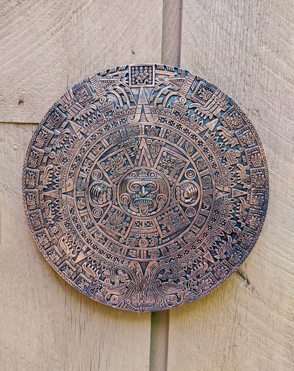 Aztec Calendar Wall Plaque Hanging | Mayan Gods Wall Decor | Handmade 12"