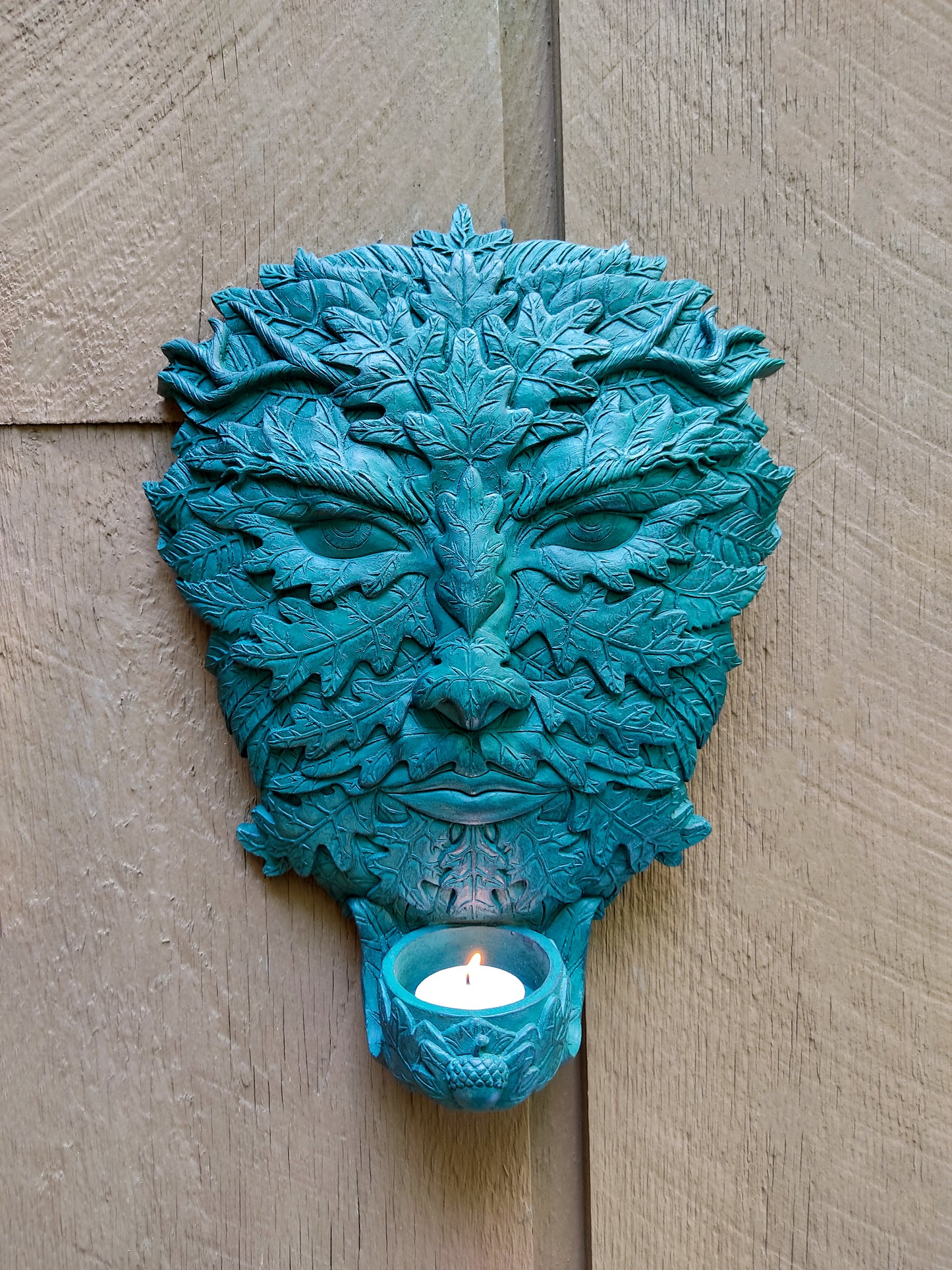 Green Man Wall Plaque | Candle Holder | Offering Bowl | Handmade Unique Decor