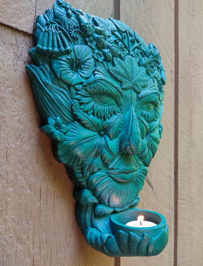 Green Woman Wall Plaque | Candle Holder | Offering Bowl |  Unique Decor Gifts