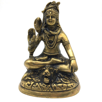 Solid Brass India God Lord Shiva Siva in Meditation Statue 4" Handcrafted