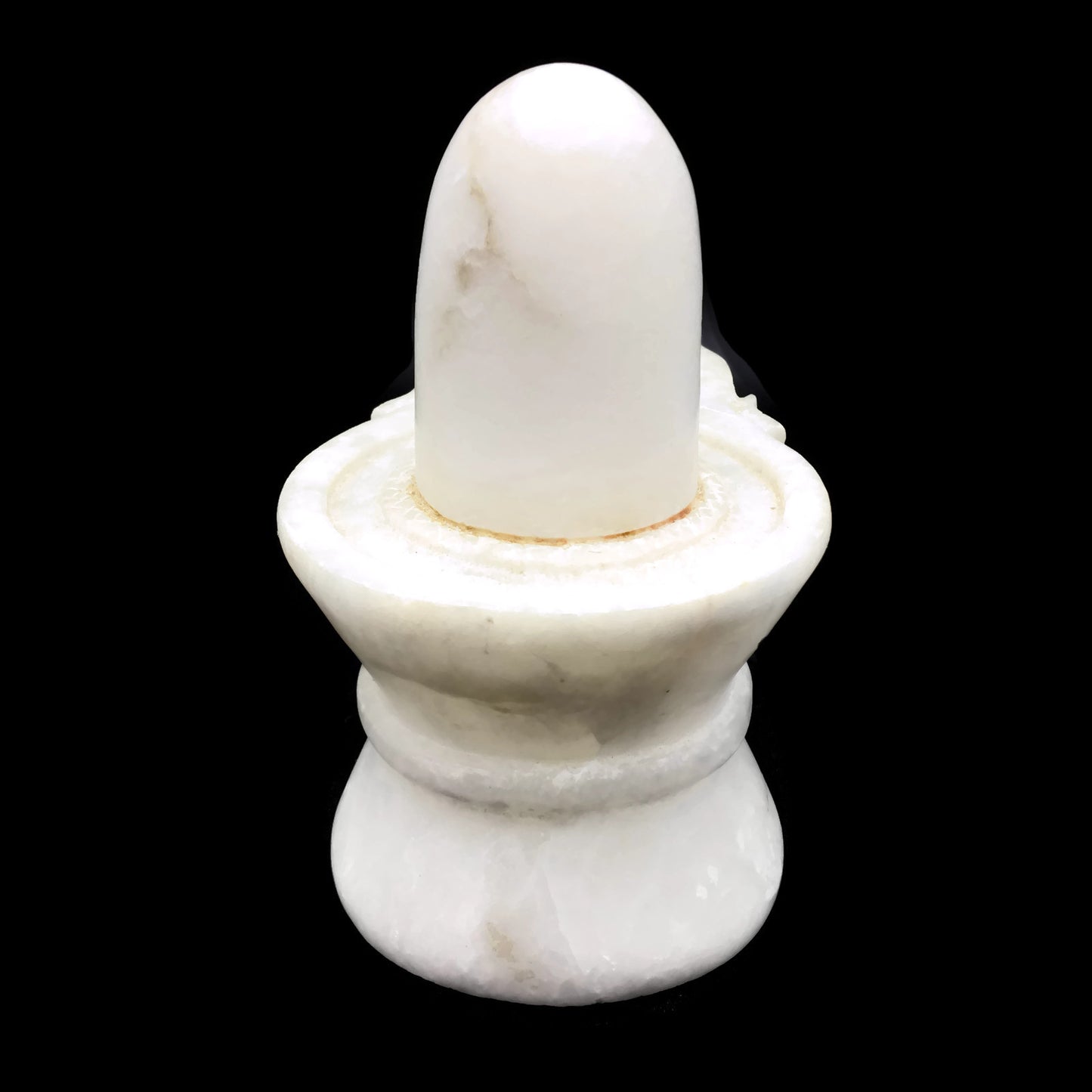 White Marble Lingam Hand-carved 100% White Marble Shiva Lingam Idol Statue 6" - Montecinos Ethnic