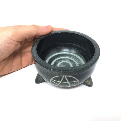 Handcrafted Pentacle Smudge Soapstone Bowl Incense Charcoal Sage Burner