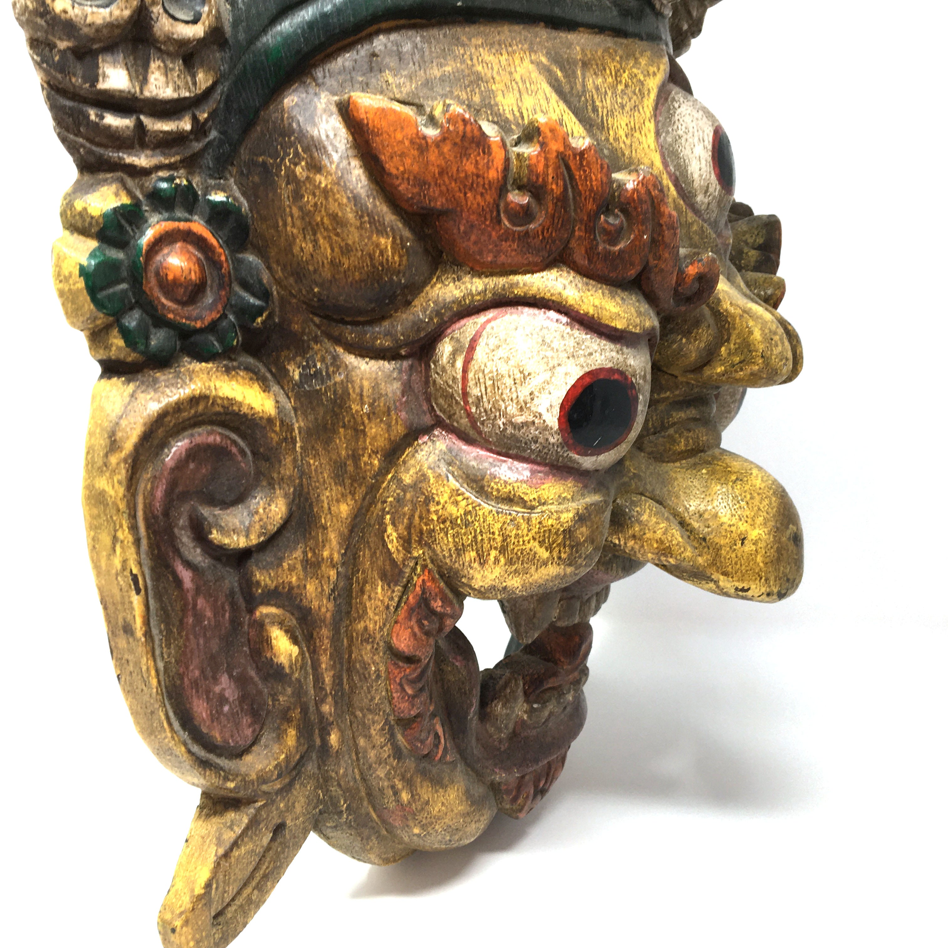 TIBETAN DECORATION shops MAHAKALA in wood, wall mount, mask, CHEP1