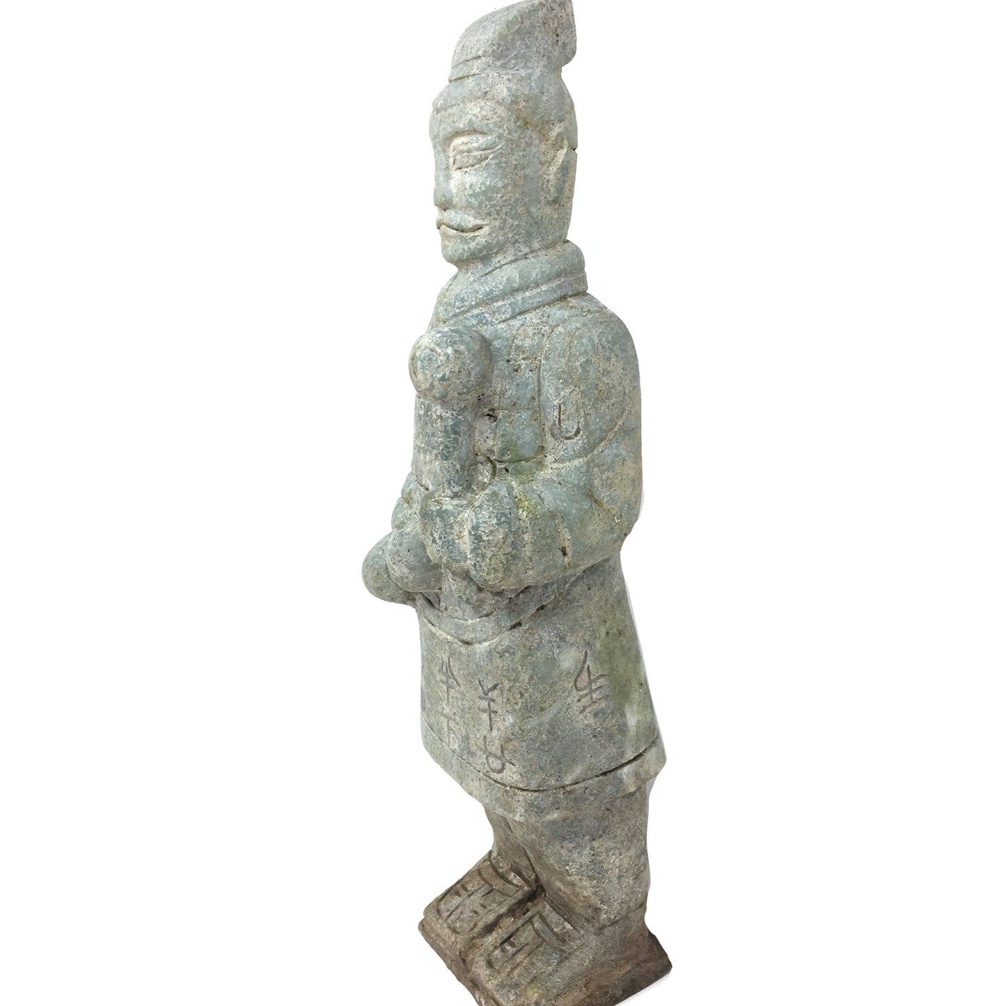 Stone Terracotta Standing Chinese China Warrior Soldier Guard Statue Idol 13.5"