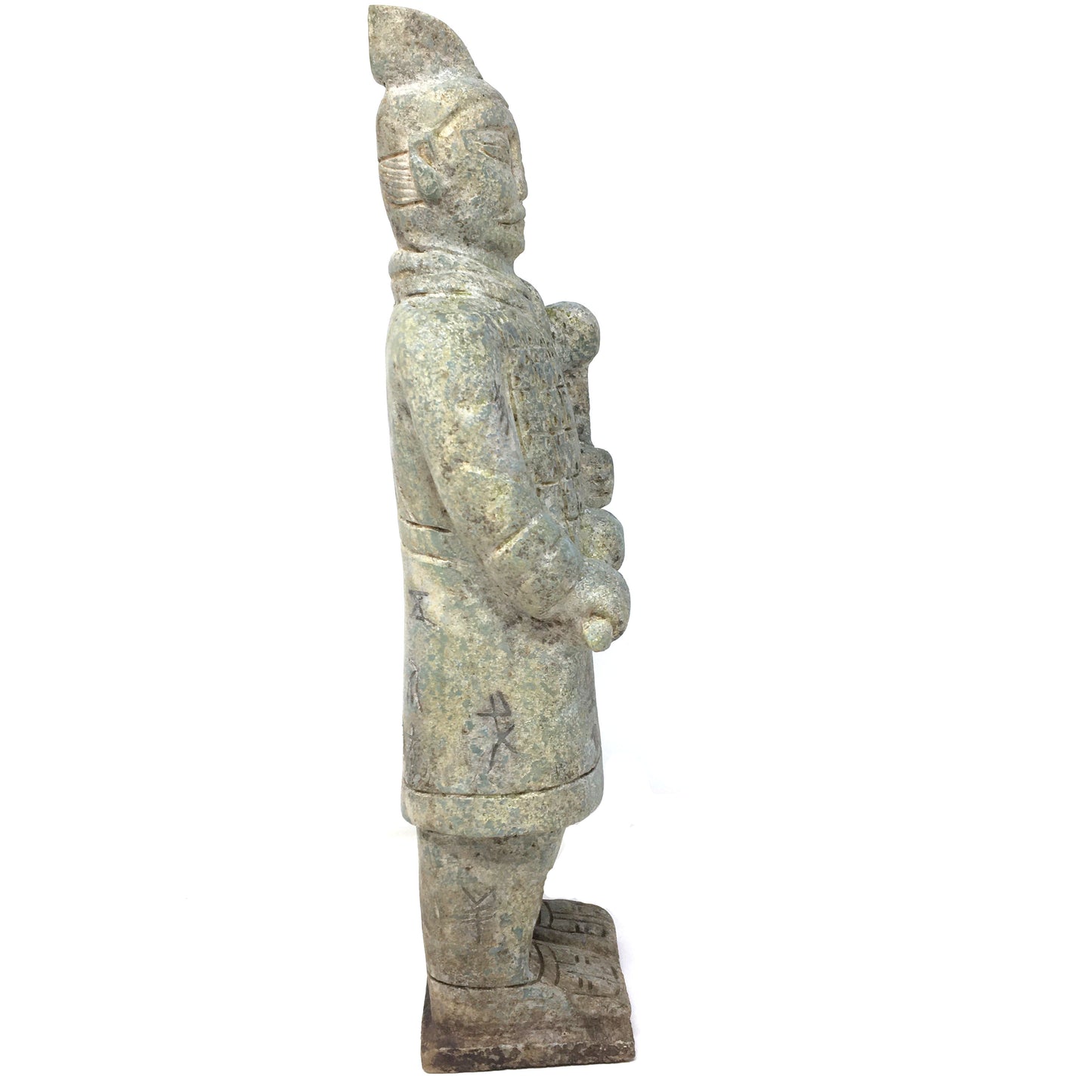 Stone Terracotta Standing Chinese China Warrior Soldier Guard Statue Idol 13.5"
