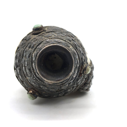 Conch-shell Trumpet Mahakala Silver Repousse Gemstones Tibet 20th century