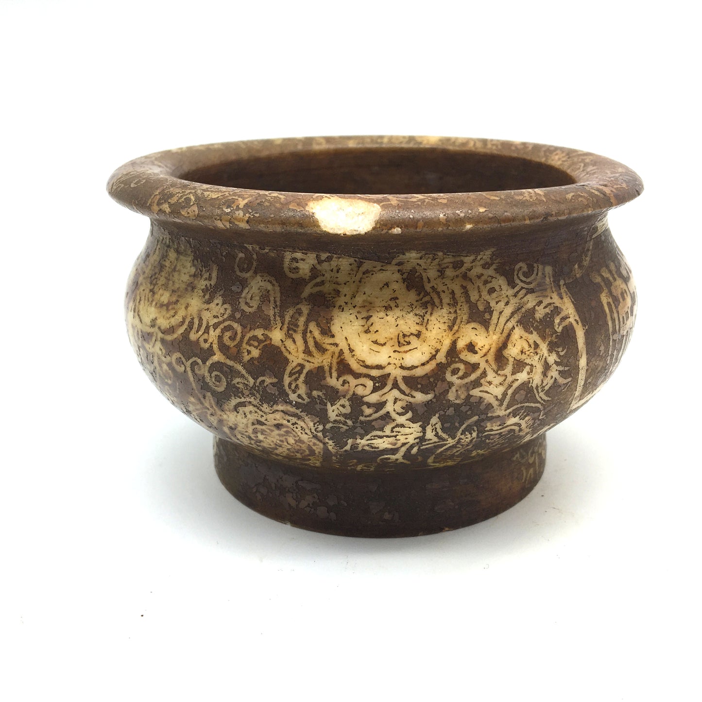 Soapstone Incense Smudging Jade Bowl Pot Natural Henna Colors -Eastern Style