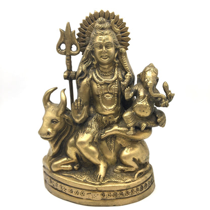 Rare Brass India Shiva Siva Holding Baby Ganesh Seated On Nandi Bull Statue 9.5"