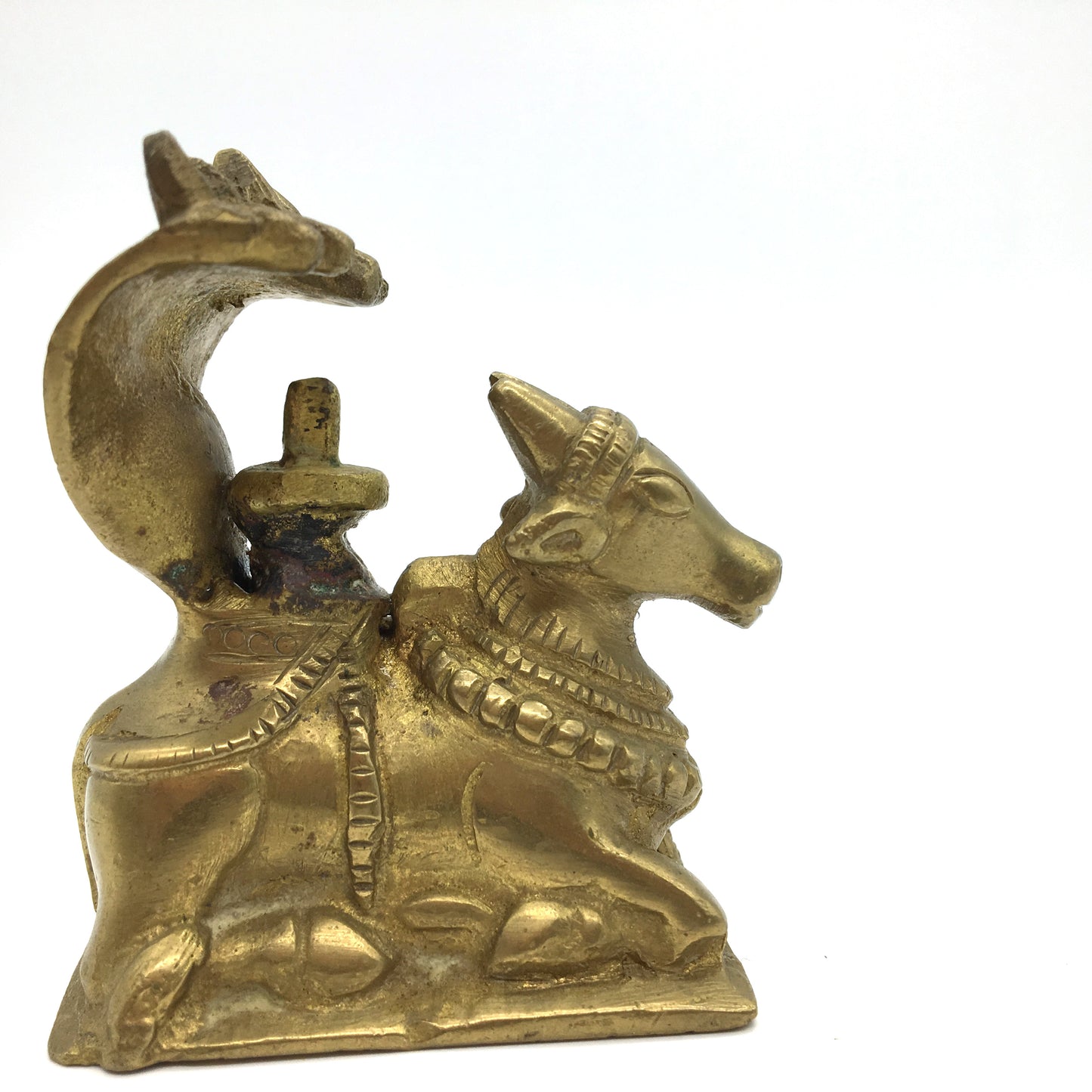 Antique Traditional Naga Nandi Lingam Yoni Brass Vintage Nandi Statue Idol - Montecinos Ethnic
