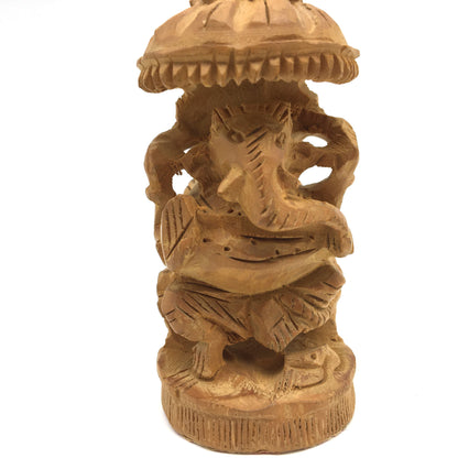 Sandalwood Lord Ganesha Ganpati Handmade India God Sandalwood Statue 3"