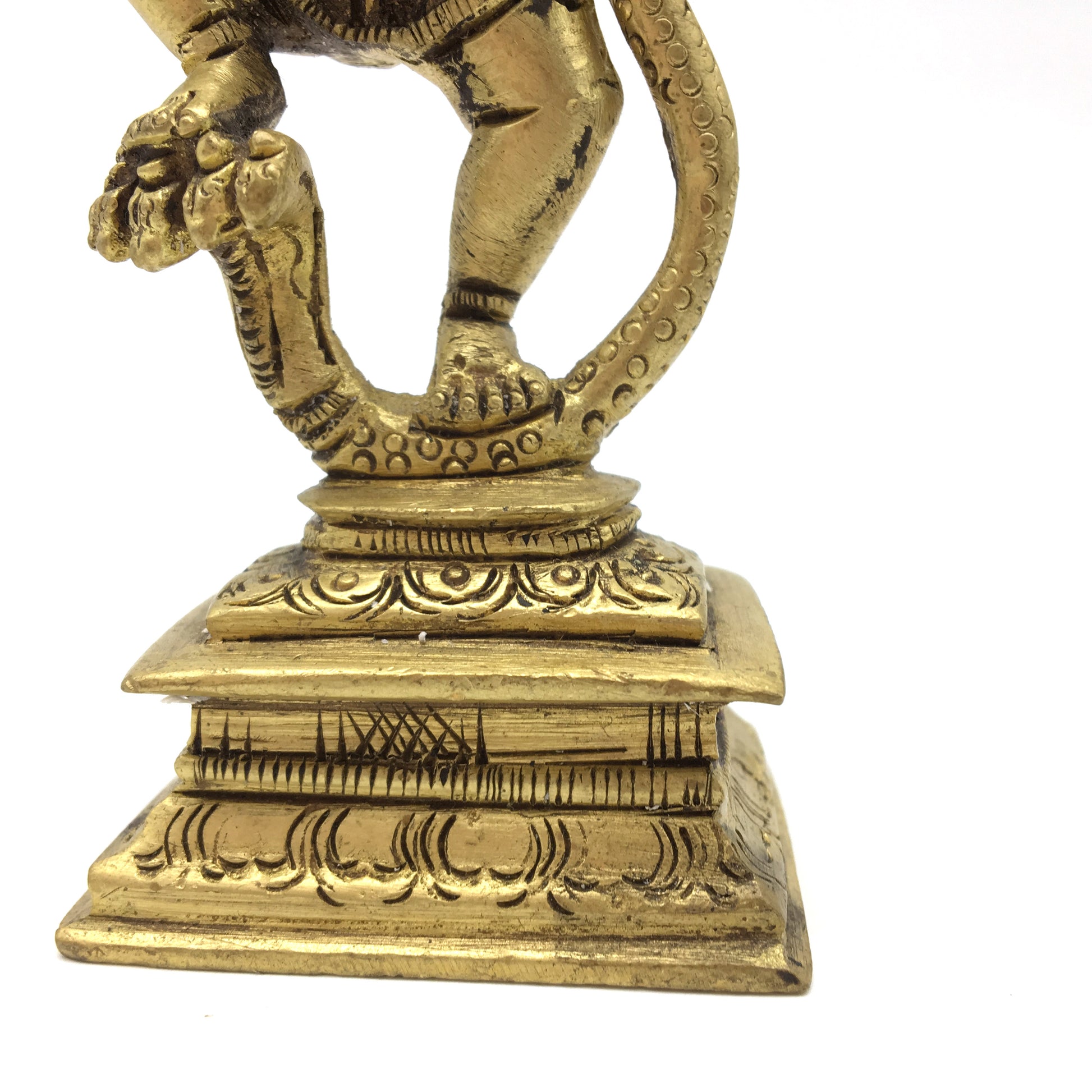 Handcrafted India God Lord Krishna Dancing On Kaliya Naga Brass Statue Idol 4.5" - Montecinos Ethnic