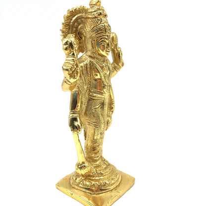 Gold-plated Brass India God Lord Vishnu Handcrafted Statue Sculpture 5.75"