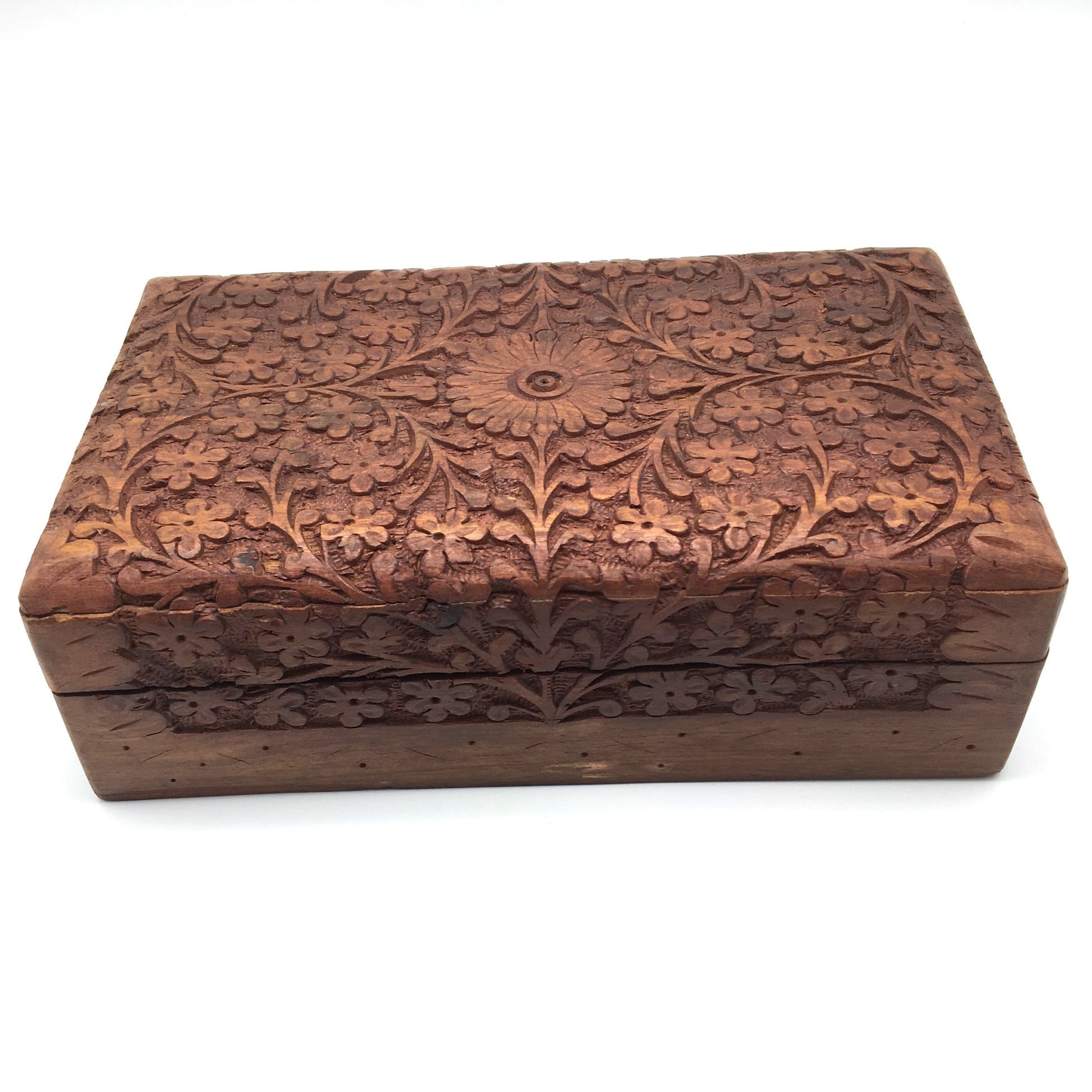 3-piece Hand-carved Decorative Wooden Jewelry Trinket Box Storage Organizer - Montecinos Ethnic
