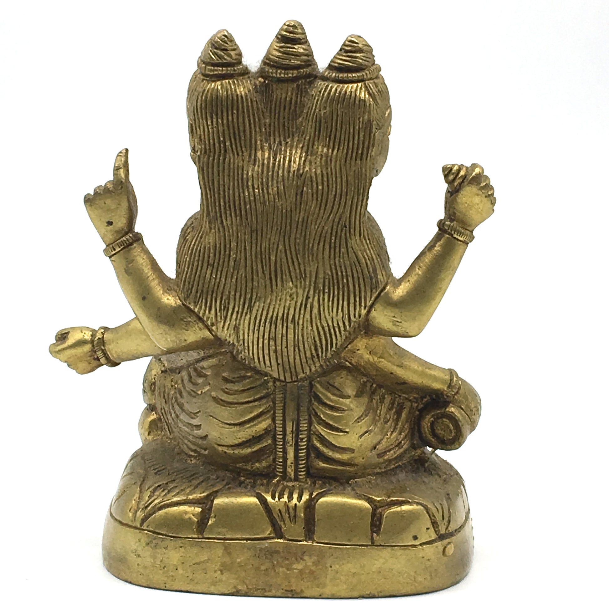 Handcrafted Vintage Brass Lord Dattatreya Brahma Vishnu Maheshwara Statue 5" - Montecinos Ethnic