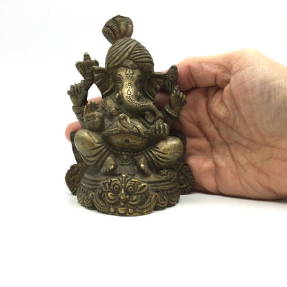 Adorable Brass Ganesh Ganapati Elephant India Obstacle Remover God 4.5"