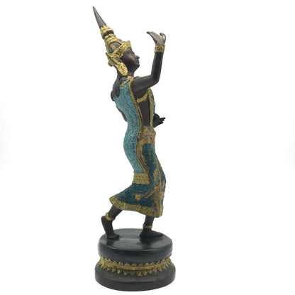 Vintage Gilded Thai Teppanom Temple Guard Dancer Dancing Statue Sculpture 12" - Montecinos Ethnic