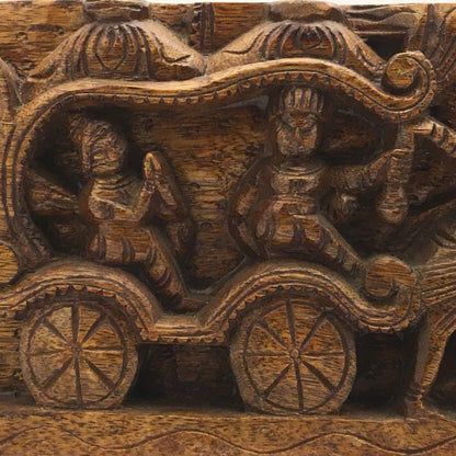 Vintage India Wood Carving Wall Hanging Plaque | Ethnic Home Decor Carving - Montecinos Ethnic