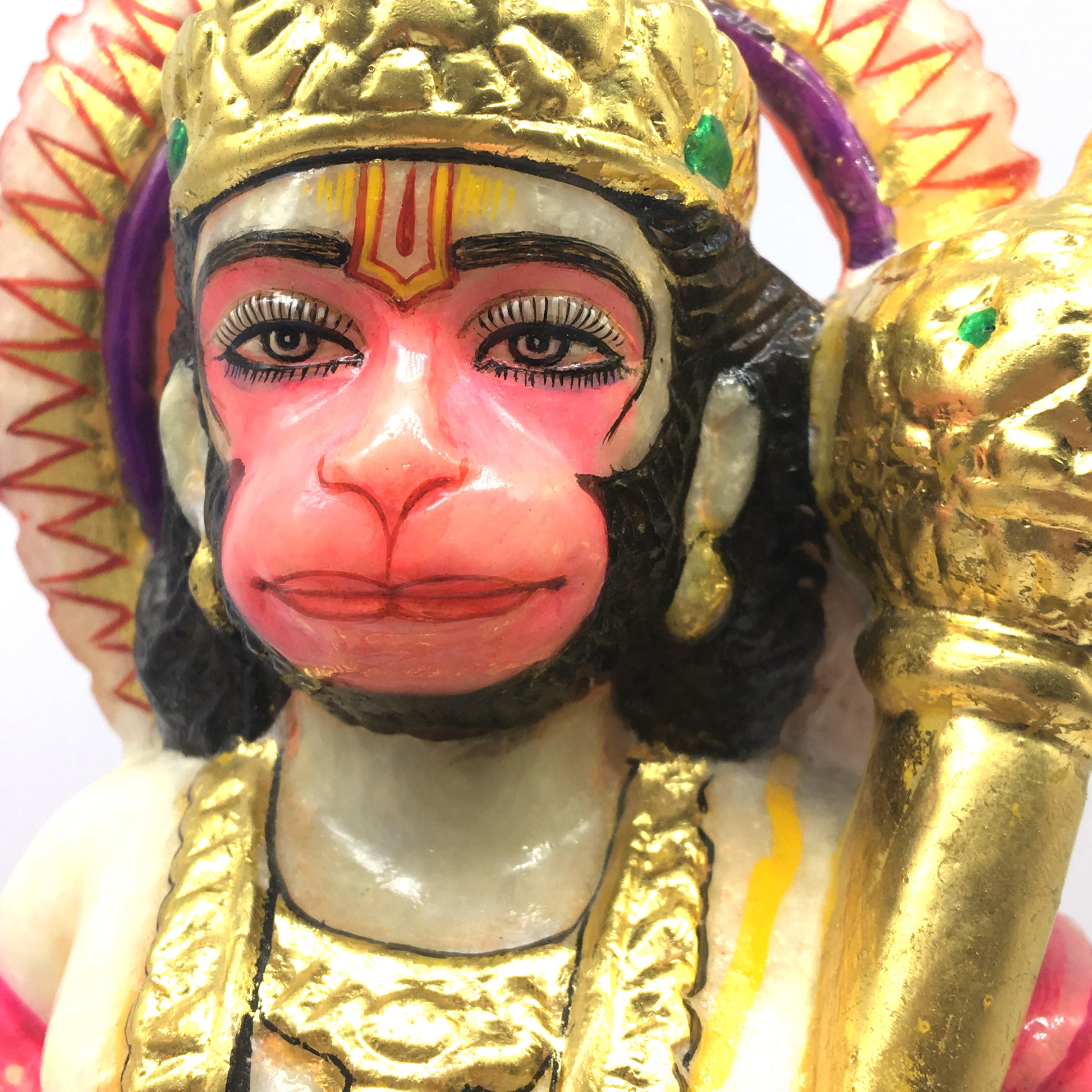 Handcrafted Pure White Marble Lord Hanuman Idol Murti Statue 12.2 " - Monkey God - Montecinos Ethnic