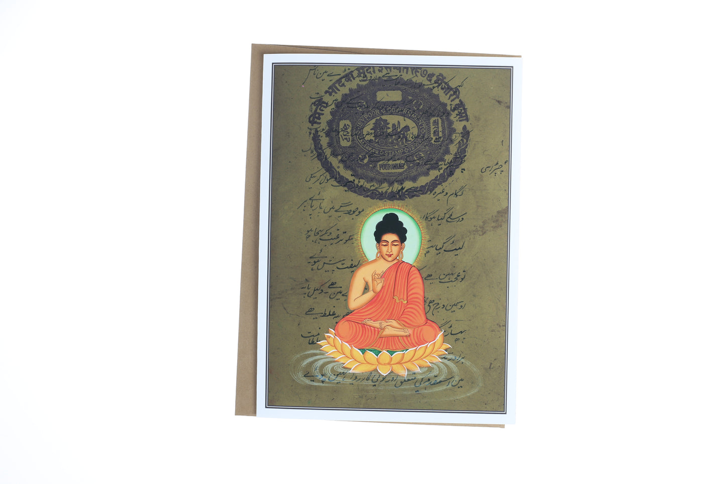 Buddha Greeting Card - Rajasthani Miniature Painting Lord Buddha - 5"x7"