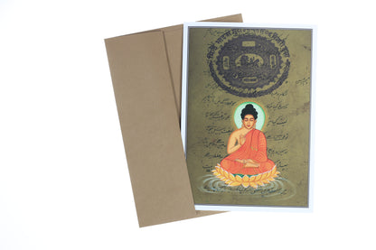 Buddha Greeting Card - Rajasthani Miniature Painting Lord Buddha - 5"x7"