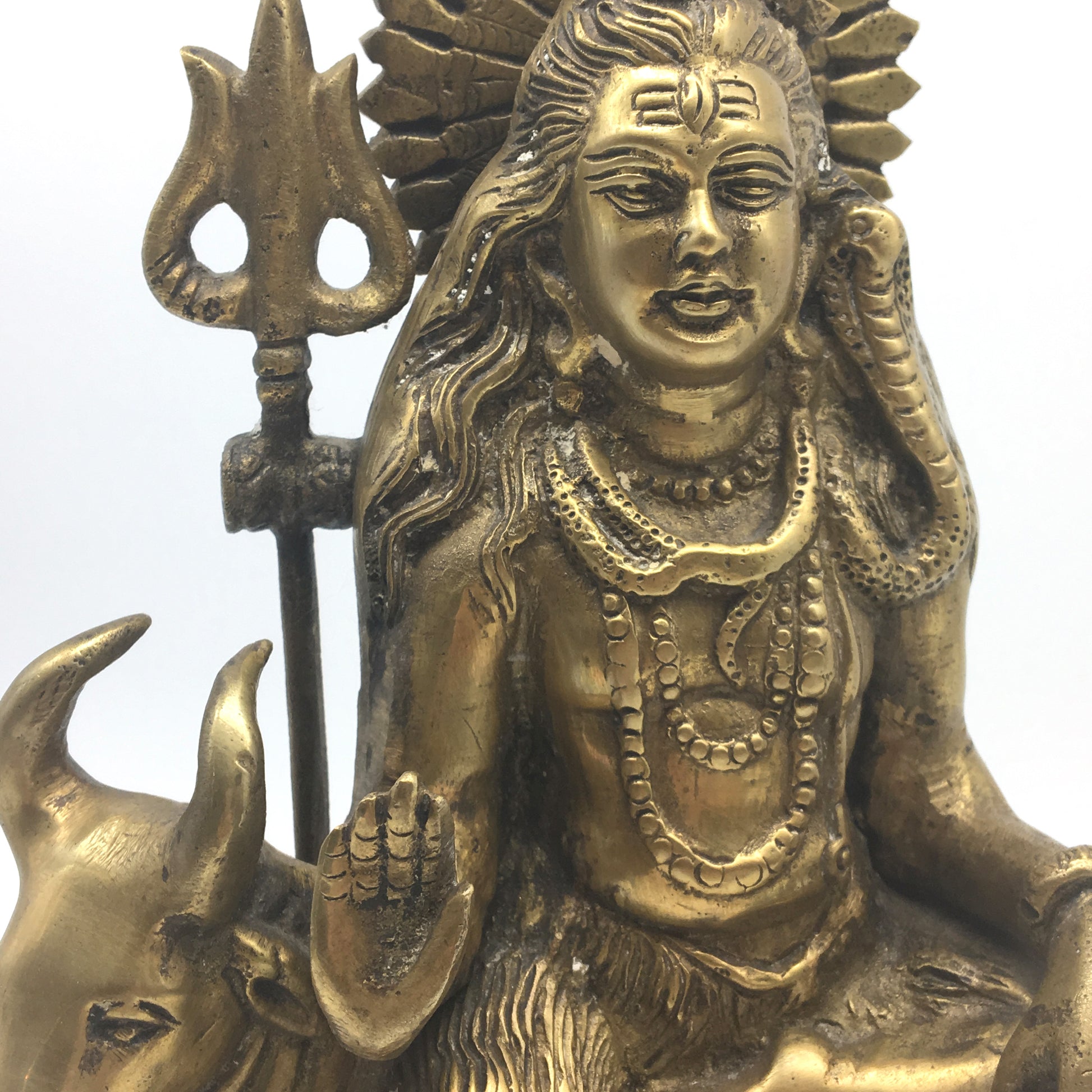 Rare Detailed Brass India Lord Shiva Siva On Bull Nandi Idol Statue God 9.5" - Montecinos Ethnic