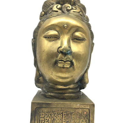 Vintage Goddess Quan Yin Kwan Yin Guan Yin Head Buddhist Statue Sculpture 10"
