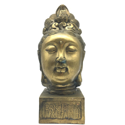 Vintage Goddess Quan Yin Kwan Yin Guan Yin Head Buddhist Statue Sculpture 10"