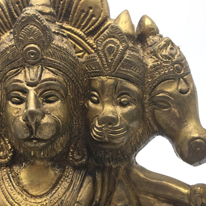 Handcrafted Brass Panchmukhi Hanuman Hanumanji India 5-Face Monkey God Statue - Montecinos Ethnic