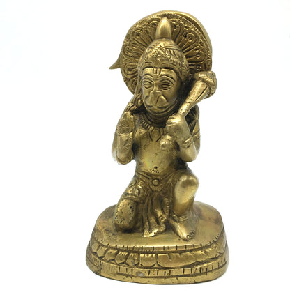 Handcrafted Brass Lord Hanuman Hanumanji Murti Deity Statue 5.1" - Monkey God - Montecinos Ethnic