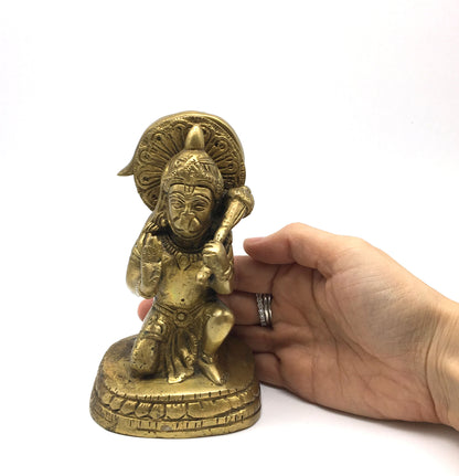 Handcrafted Brass Lord Hanuman Hanumanji Murti Deity Statue 5.1" - Monkey God - Montecinos Ethnic