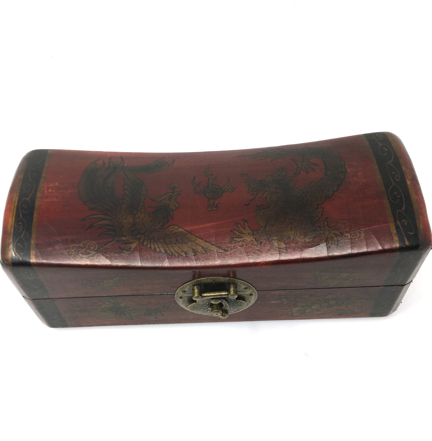 Decorative Keepsake Trinket Wooden Storage Box With Metal Lock Metal Handles