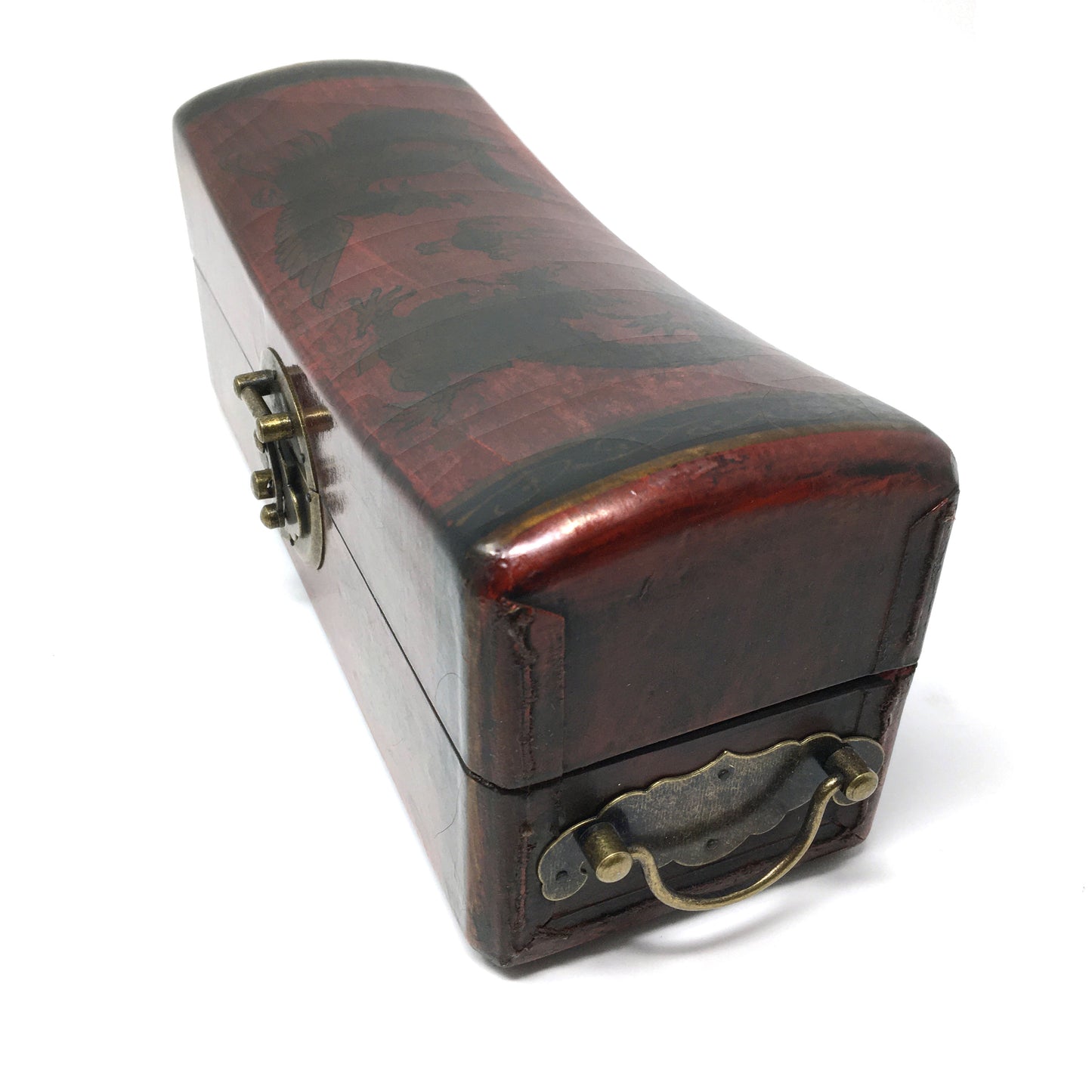 Decorative Keepsake Trinket Wooden Storage Box With Metal Lock Metal Handles