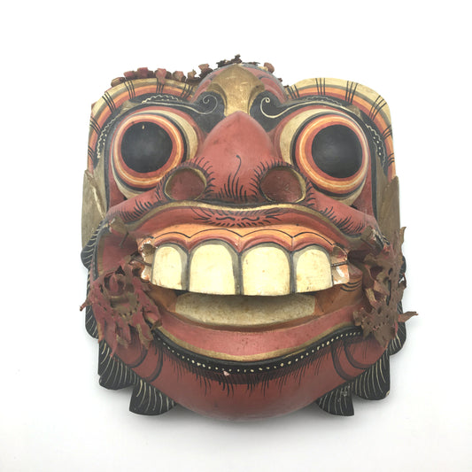 Hand-carved Hand-painted Tibetan Decorative All Natural Wood Mask 8.5" - Montecinos Ethnic