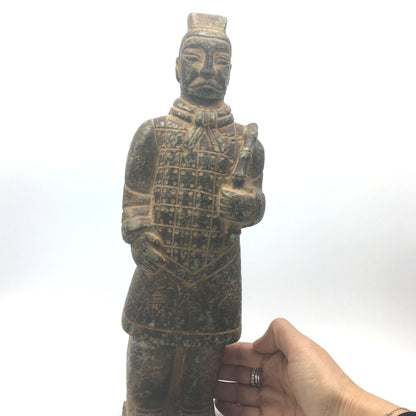 Antique Terracotta Standing Chinese China Warrior Soldier Guard Statue Idol 13.5 - Montecinos Ethnic