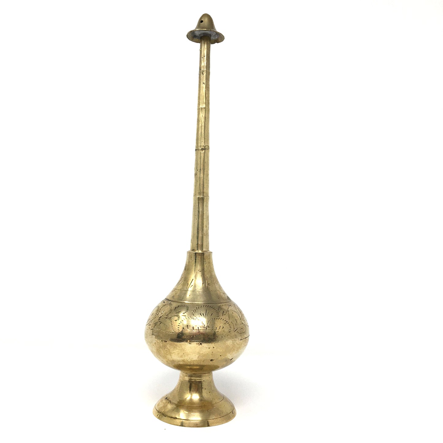 Brass India Gulabdani Perfume Rosewater Temple Sprinkler 13.75" - Handcrafted