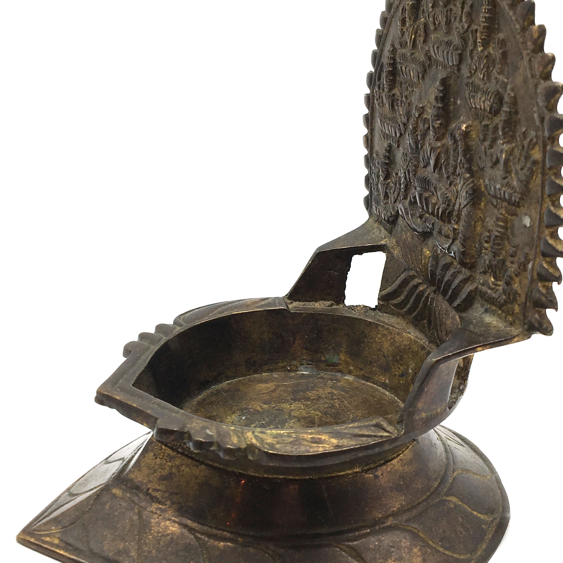 Vintage Brass Oil Diya Aarti Deepak Lamp Puja Offering - Goddess Lakshmi - Montecinos Ethnic