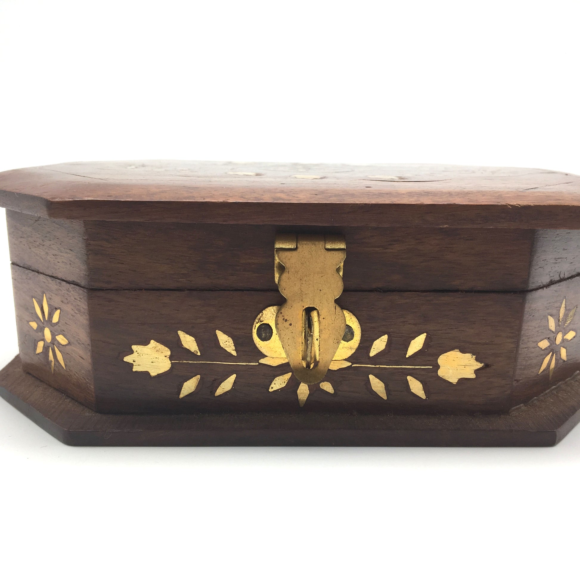 Handcrafted Decorative Wooden Jewelry Trinket Box Storage Organizer Brass Inlays - Montecinos Ethnic